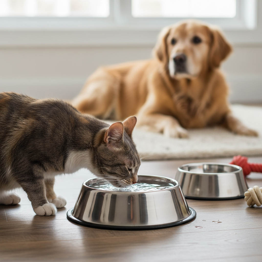 Premium Edelstahl Futter- & Wassernapf Set für Hunde & Katzen