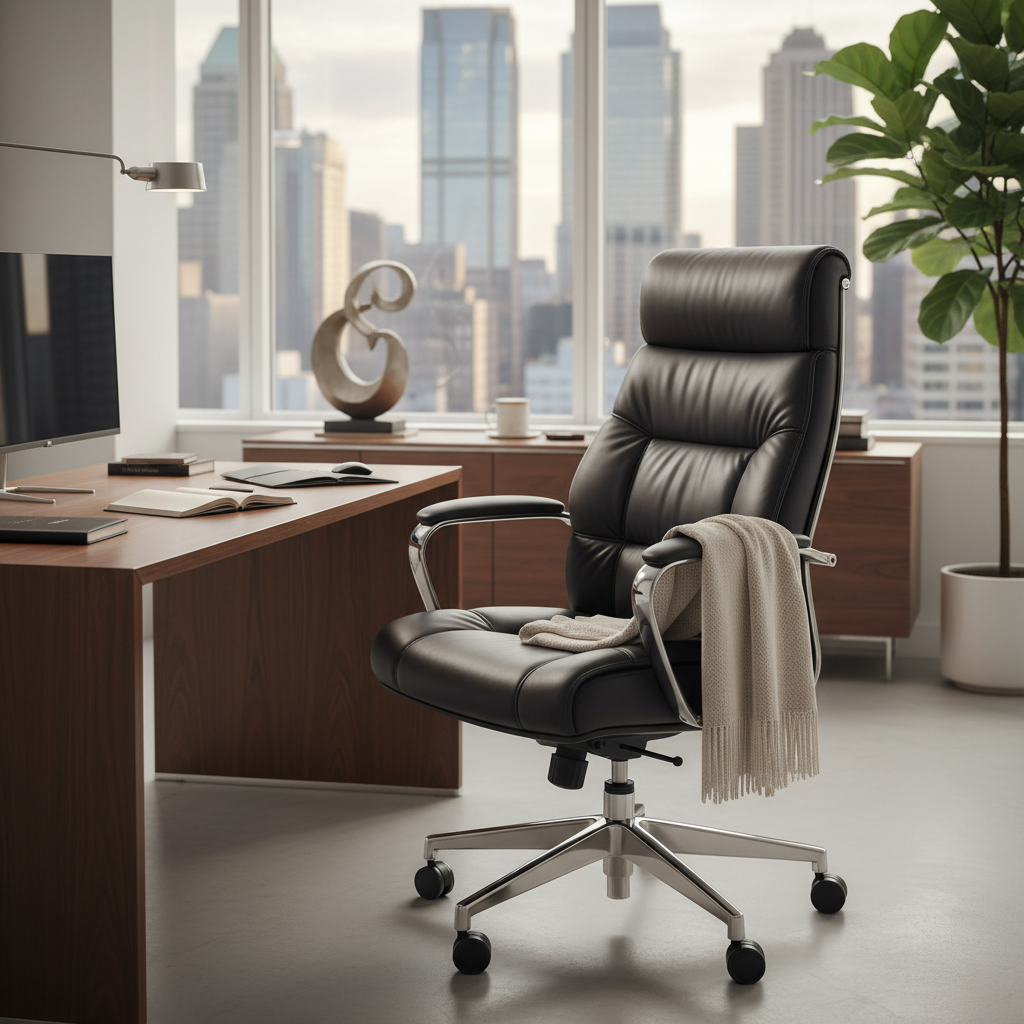 Bürostuhl Leder Ergonomisch Chef-Sessel Premium