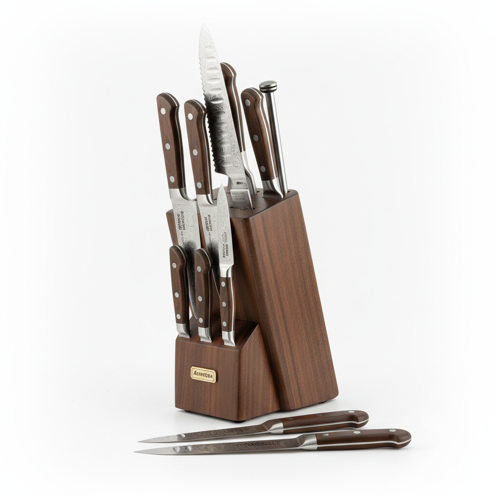 Profi Küchenmesser Set 8-teilig - Edelstahl mit Messerblock