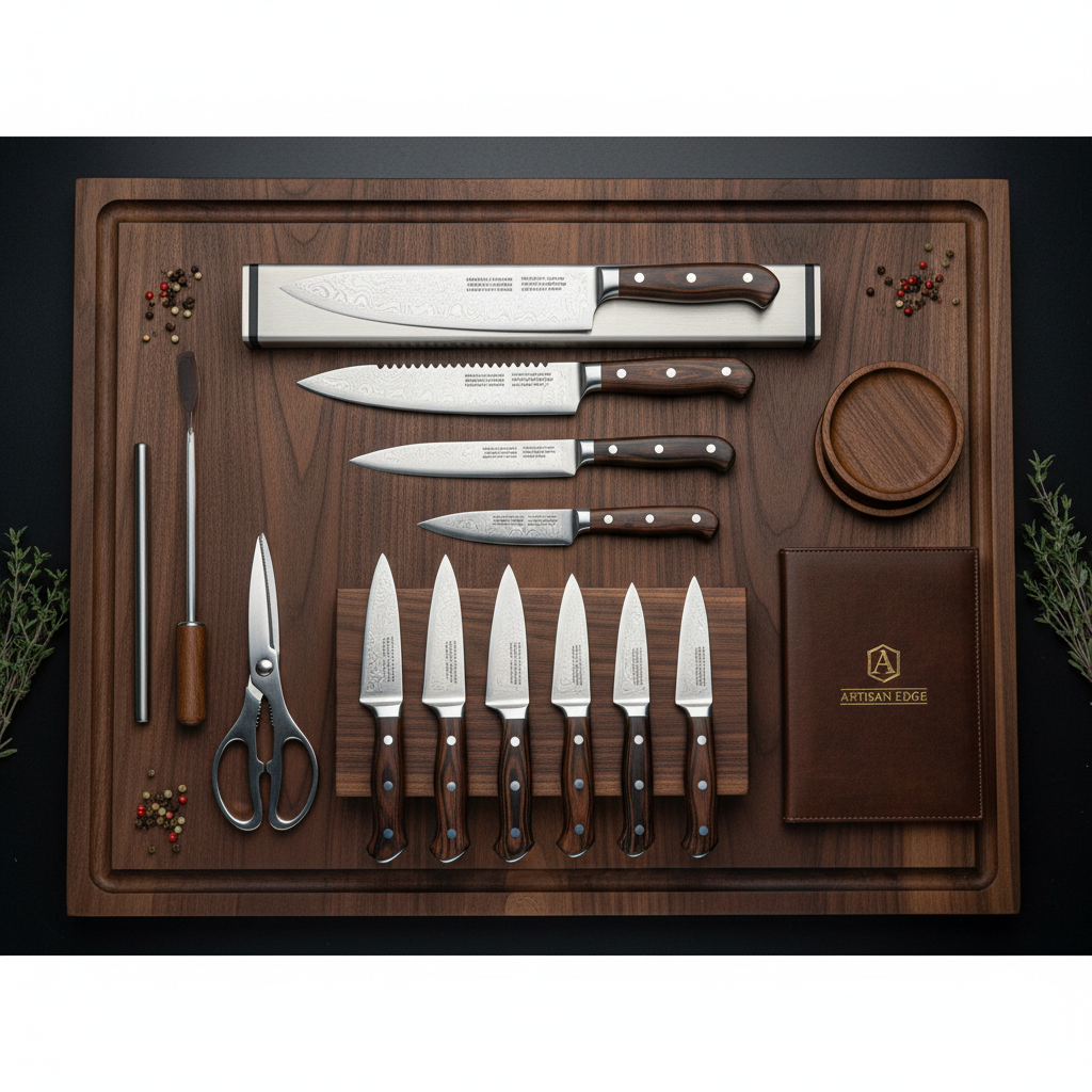 Profi Küchenmesser Set 8-teilig - Edelstahl mit Messerblock